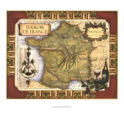Wine Map of France Giclee Print Wine Map of France Giclee Print