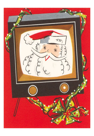 Star-Eyed Santa on TV, Illustration Print Star-Eyed Santa on TV, Illustration Print