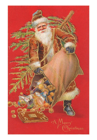 Merry Christmas, Santa with Bag Print Merry Christmas, Santa with Bag Print