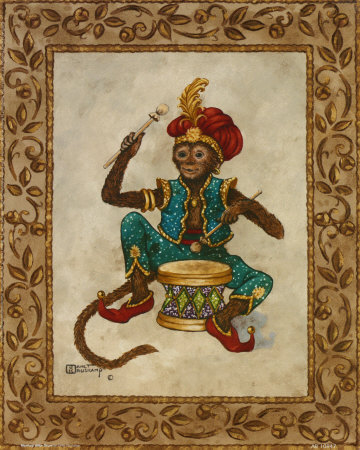 Monkey with Drum Print Monkey with Drum Print