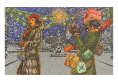 Couple Christmas Shopping Print Couple Christmas Shopping Print