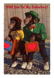 Will You Be My Valentine Chimps with Heart Suitcases
