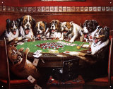Eight Dogs Playing Cards