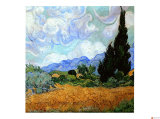 Wheatfield with Cypresses  c1889