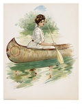 Poster Depicting a Woman Canoeing by Thomas Mitchell Peirce