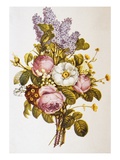 Illustration Depicting a Bouquet of Roses and Lilacs