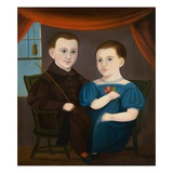 American Naive Portrait of a Boy and a Girl