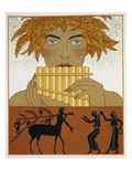 Book Illustration of a Woman Playing Panpipes and a Centaur Greeting Two Women by Georges Barbier
