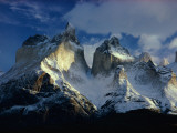 Sunlight Shines on the Summits of Cordillera De Paine