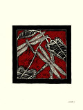 Dragonfly Woodblock in Red I