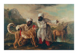 Cheetah and Stag with Two Indians