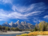 Cirrus Clouds over Teton Range and Snake River