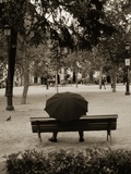 Person Under Umbrella at Madrid Park