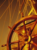 Wooden Steering Wheel on Sailboat