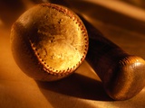 Old Baseball and Baseball Bat