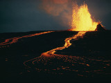 Mauna Ulu Erupting in the Kilauea Crater at Mauna Loa