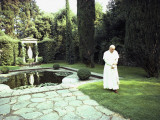 Pope John Paul Ii Walks Alone in the Quiet at Castel Gandolfo