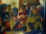 Gobi Desert Dwellers Listen Intently to a Visitor
