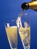 Champagne glass and bottle
