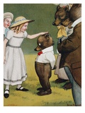 Illustration Depicting a Girl Patting a Little Bear by Peter Newell
