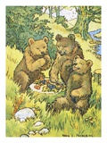 Illustration Depicting Three Picnicking Bears by Rosa C Petherick
