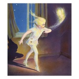 Book Illustration of Peter Pan Tiptoeing with Tinkerbell by Roy Best