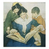 Illustration of a Mother and Children Reading by Jessie Willcox Smith