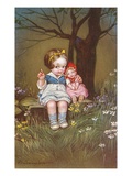 Postcard with a Little Girl and Her Doll