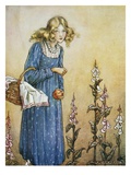 Book Illustration Depicting a Girl Holding a Basket by Florence Mary Anderson
