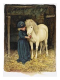 Illustration Depicting a Child Feeding a Pony by Harriet M Bennett