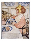 Illustration of a Little Girl Eating Porridge by Jessie Willcox Smith