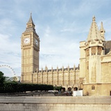 Westminster and Big Ben with Millennium Wheel in the background