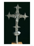 Processional Cross  Marked Noe MGuenca  circa 1575-1600 (Silver Parcel Gilt on a Wooden Base)