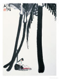 Woman Surrounded by Palm Trees