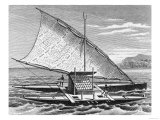 Fijian Double Canoe  from "The History of Mankind " Vol1  by Prof Friedrich Ratzel  1896