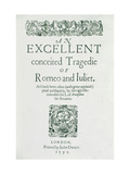 Title Page from "Romeo and Juliet" by William Shakespeare (1564-1616) 1597