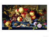 Still Life with Fruit  Flowers and Seafood
