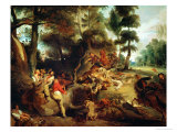 The Wild Boar Hunt  after a Painting by Rubens  circa 1840-50