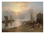 Sun Rising Through Vapour: Fishermen Cleaning and Selling Fish  C1807 (Oil on Canvas)