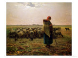 Shepherdess with Her Flock  1863