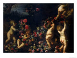Putti Playing with Garlands of Flowers