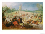 A Cavalry Battle in a Wooded Valley Before a Windmill