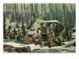 American Forest Scene  Maple Sugaring  1856