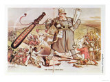 Cartoon of President Roosevelt Portrayed as a Giant Policeman Astride Two Continents