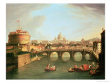 A View of Rome with the Bridge and Castel St Angelo by the Tiber