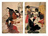 Artisans Making a Woodcut  circa 1857 (Coloured Woodblock)
