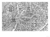 Detail from a Map of Paris in the Reign of Henri II Showing the Quartier Des Ecoles  1552