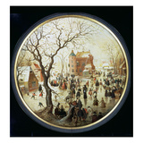 Winter Scene with Skaters Near a Castle  C1608-09 (Oil on Panel)