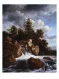 A Waterfall in a Wooded Landscape