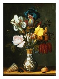 Irises  Roses and Other Flowers in a Porcelain Vase by Balthasar van der Ast